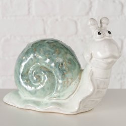 Sneglefigur i keramik gr�n L:19,5 B:9 H:14,8 cm