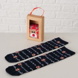 Julesokker 2 par Hjort &amp; Tekst Str. 35-38  Polyester, Elastan Mrkebl, Rd