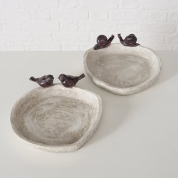 Fuglebad Fugle/Snegle Brun Polyresin 6x21 cm