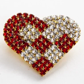 Brink Nordic broche  flettet hjerte rd/slv 4 cm.