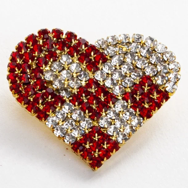 Brink Nordic broche  flettet hjerte rd/slv 4 cm.