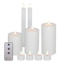 LED-lys Pakke 10 dele st m/3 bloklys, 4 fyrfadslys, 2 kronelys &amp; 1 fjernbetjening