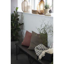 Ib Laursen pudebetrk olivengrnt m/smalle striber 50x50 cm.