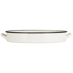 Ib Laursen Rundt hvidt emalje fad m/hanke