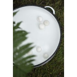 Ib Laursen Rundt hvidt emalje fad m/hanke