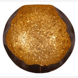 C'EST BON - Vg lysestage brndt messing look m/ guld mosaik :26cm.