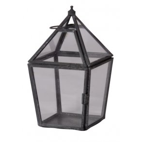  Hnge lanterne, zink look H 14cm.