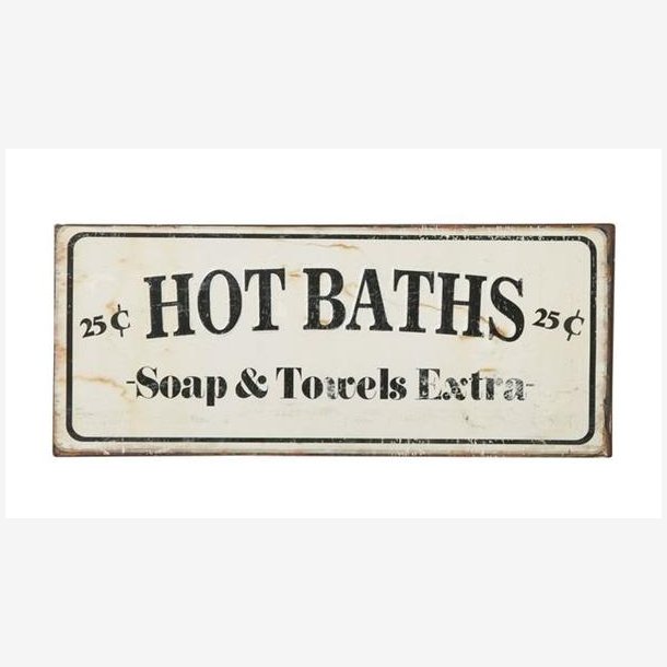 Metalskilt - Hot baths - 13x31 cm.