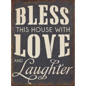 Metalskilt - Bless this house with love... - 35x26 cm