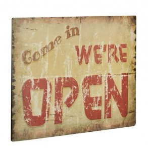  Metalskilt - Come in we're open - 30x40 cm