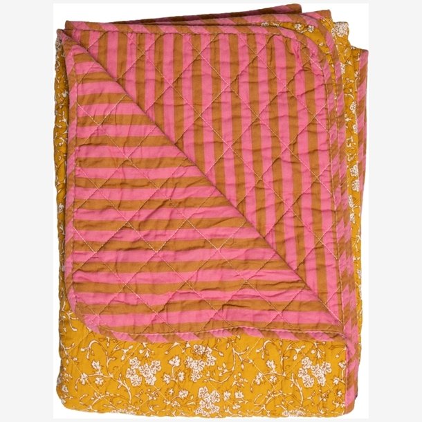 AU Maison - Quilt Ethnic Lille blomst gul/pink 140x180 cm.