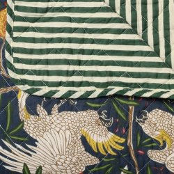 AU Maison - Quilt Ethnic Fugl m�rkebl�/gr�n 140x180 cm.