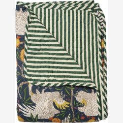 AU Maison - Quilt Ethnic Fugl m�rkebl�/gr�n 140x180 cm.
