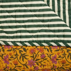 AU Maison - Quilt Ethnic Floral gul/gr�n 140x180 cm.