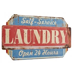 Metalskilt - Laundry - 28x54 cm.