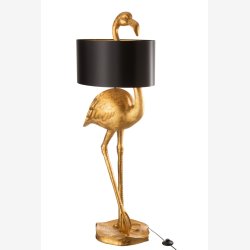 J-LINE - Gulvlampe Flamingo Guld/Sort 139x41x55cm Polyresin.