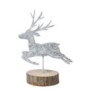 Hjort i tr & zink H 16 cm 
