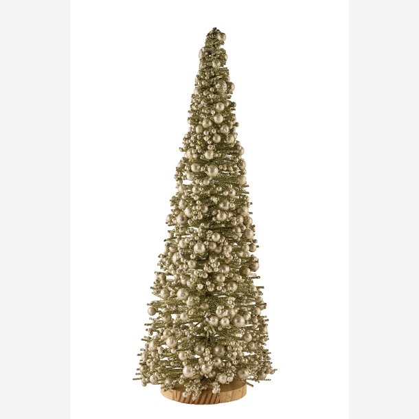 La Vida - Juletr med snebolde 40x16cm, Champagne med Glitter