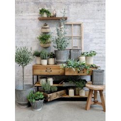 Chic Antique - Anretterbord m/2 skuffer og 2 hylder Naturlig H72xB124xL42cm.