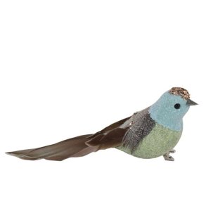 La Vida - Dekorations fugl m/clips Bl/Grn - Leveres Assorteret