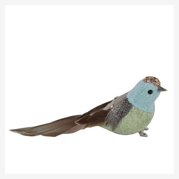 La Vida - Dekorations fugl m/clips Bl/Grn - Leveres Assorteret