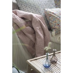 Ib Laursen Quilt tppe lyserd m/hvide prikker 130x180cm