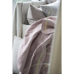 Ib Laursen Quilt tppe lyserd m/hvide prikker 130x180cm