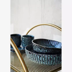 Madam Stoltz lattekop i stentj, petroleum/sort