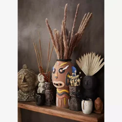 Madam Stoltz keramik vase m/ansigt petroleum