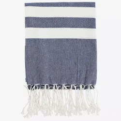 Madam Stoltz Hammam hndklde stribet bl/hvid 100x180 cm. 