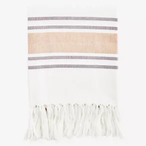 Madam Stoltz Hammam hndklde stribet off white, sandstone, grape 100x180 cm. 