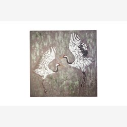 Speedtsberg - Lei maleri/billede af Traner Sort/Hvid 100 x 100 cm.