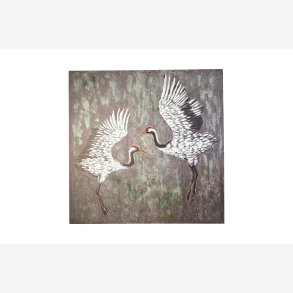 Speedtsberg - Lei maleri/billede af Traner Sort/Hvid 100 x 100 cm.