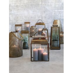 Chic Antique - Lanterne/Hurricane m/hulmnster messing look H: 60cm.