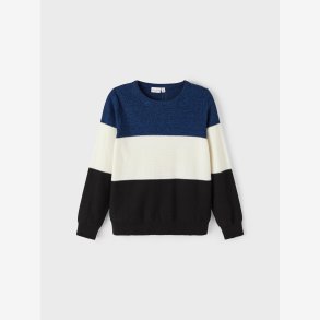 Name It - Langrmet striktrje m/ striber bl, hvid & sort