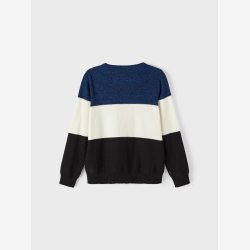 Name It - Langrmet striktrje m/ striber bl, hvid &amp; sort