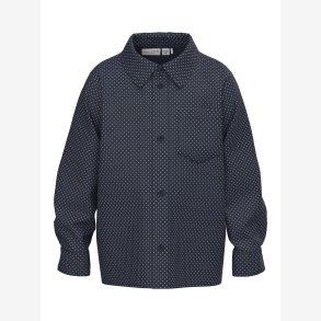 Name It - Langrmet prikket skjorte mrkebl