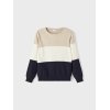 Name It - Langrmet striktrje m/ striber bl, hvid & beige
