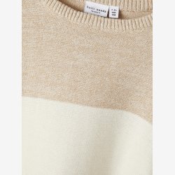 Name It - Langrmet striktrje m/ striber bl, hvid &amp; beige