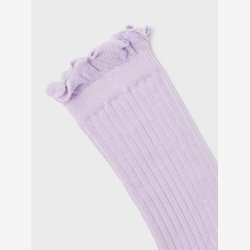 Name It - Ribstrikket strmper m/ flsekant lilla