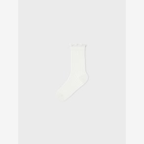 Name It - Ribstrikket strmper m/ flsekant hvid