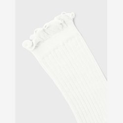 Name It - Ribstrikket strmper m/ flsekant hvid