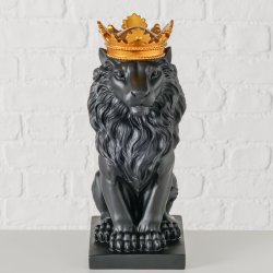 Lvernes Konge Figur Sort m/Guld Krone H: 34,5 B: 13,5 D: 22 cm. Poly