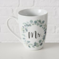 Bryllupsgave S�t m/tekst Mr &amp; Mrs Porcel�n 330ml S�t.