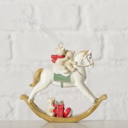 Juletrspynt Gyngehest H: 8,3 L: 8,8 cm. Leveres assorteret 