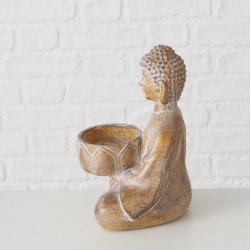 Buddha Fyrfadsstage Brun Polyresin H: 14,1 B: 9,2 L: 9,04 cm Leveres Assorteret