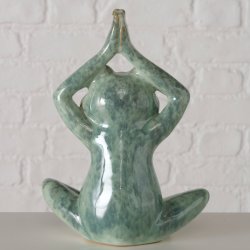 Fr�figur gr�n keramik, L:17 H:23 B:11 cm