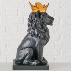 Lvernes Konge Figur Sort m/Guld Krone H: 34,5 B: 13,5 D: 22 cm. Poly
