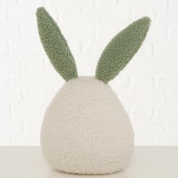Kanin d�rstopper plys gr�n/cremehvid Plastik, sten, tekstil B:18 H:31 cm