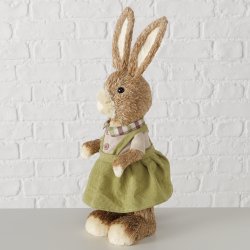 Kaninfigur Dreng/Pige Brun, Gr�n Polystyrenplastik, polystyrenskum, polyester, halm 14x13x43 cm